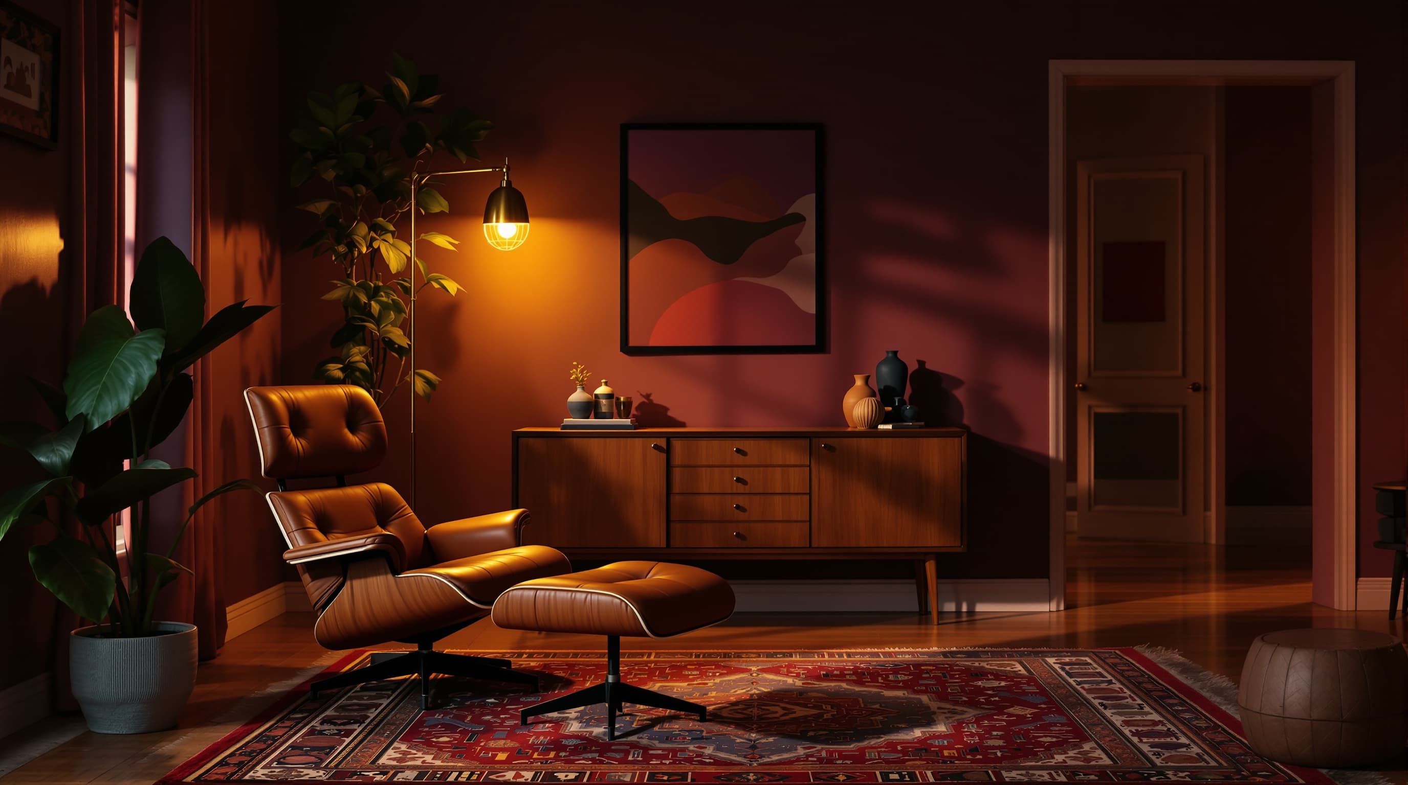 A warm, furnished living room sourced by David Andrew Furniture