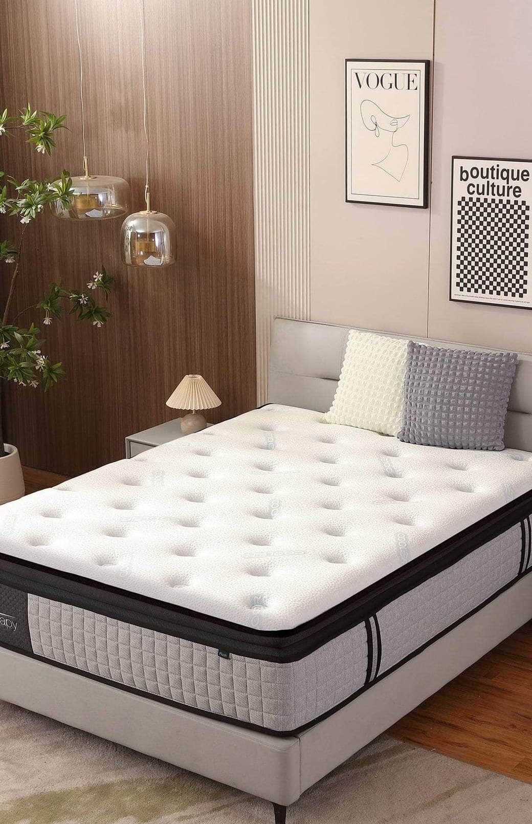 14-inch Euphoria Cooling Pillow-Top Plush Hybrid Mattress by SLOTH Nation, styled in room
