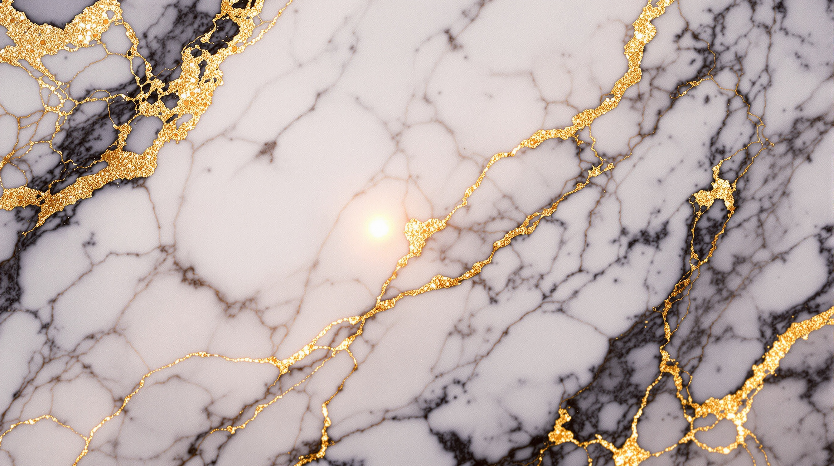 Close-up of a book-matched marble slab with deep vein detail
