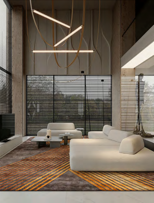 Chaoze Hand-Woven Geometric Bamboo Fiber Rug