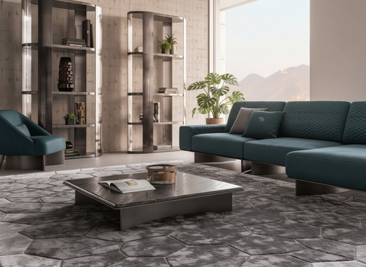 Charcoal Tencel Geometric Rug