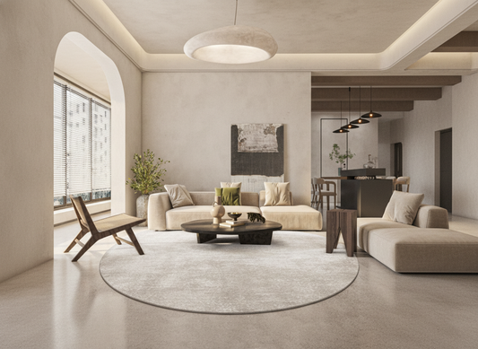 Wabi-Sabi Natural Tone Circular Wool Carpet