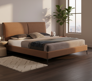 The Berlin Caramel Faux Leather King Bed